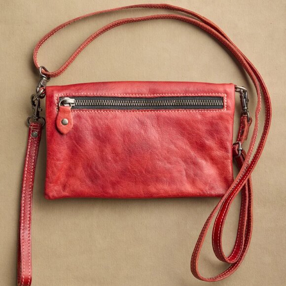 Roan Crossbody Leather with three convenient pockets Red Color - Picture 3 of 3